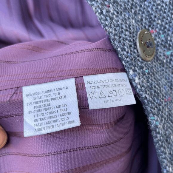 Vintage Liz Claiborne Wool Blend Speckled Blue Tweed Blazer, SZ 12 NWOT - Picture 7 of 9